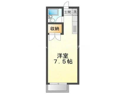 プリンスヒルB(ワンルーム/2階)の間取り写真