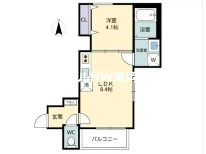 RIVER CITY 西川原(1LDK/1階)の間取り写真