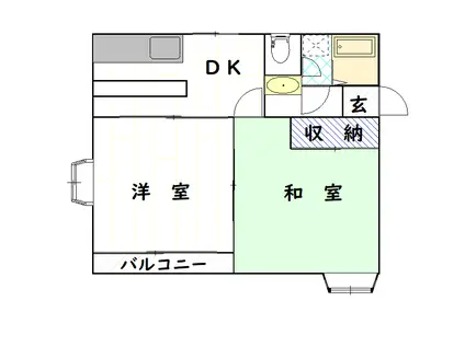 シティーハイツB棟(2DK/2階)の間取り写真