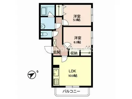 ブレイン枚田岡(2LDK/3階)の間取り写真