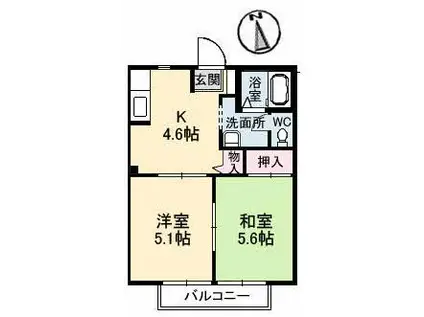 シャーメゾンMIHO(2DK/1階)の間取り写真