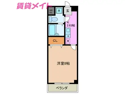 サニーヒルズあい(1K/1階)の間取り写真