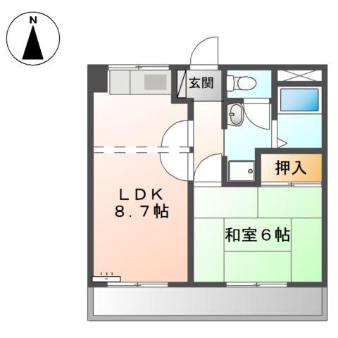 タクミハイツ93(1LDK/2階)の間取り写真