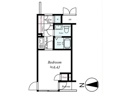 メイクスデザイン白金台(1K/3階)の間取り写真