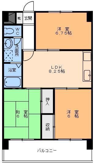 レジデンス松本(3LDK/3階)の間取り写真
