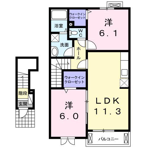 ト・ヴェール(2LDK/2階)の間取り写真