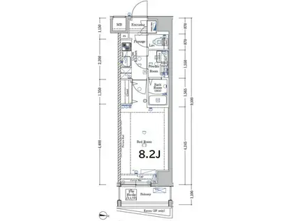 XEBEC平和島II(1K/2階)の間取り写真