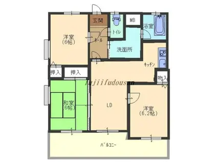 メゾンI(3LDK/2階)の間取り写真