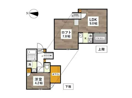 ADC南高江(1LDK/1階)の間取り写真