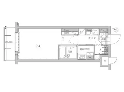 ハーモニーレジデンス品川高輪(1K/B1階)の間取り写真