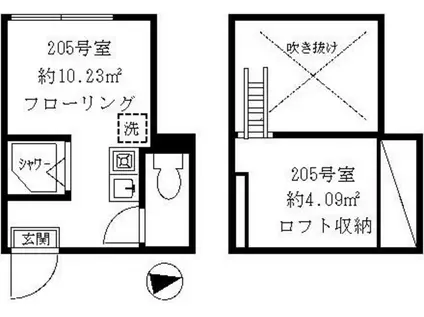 ティ・アーモタルト(ワンルーム/2階)の間取り写真