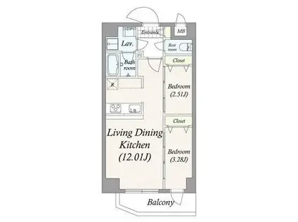GRAN PASEO 谷在家(2LDK/3階)の間取り写真