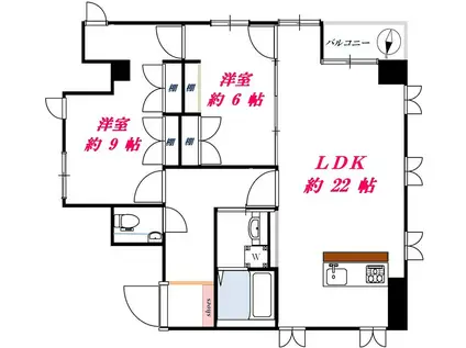 第二栄晃ビル(2LDK/5階)の間取り写真