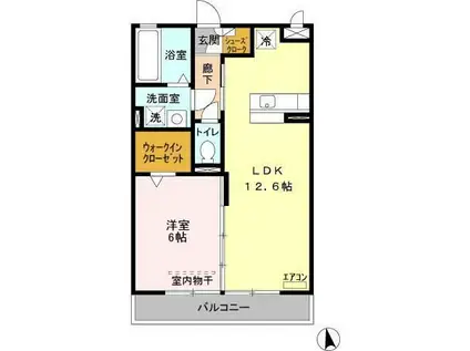 ウエストプラザ(1LDK/2階)の間取り写真