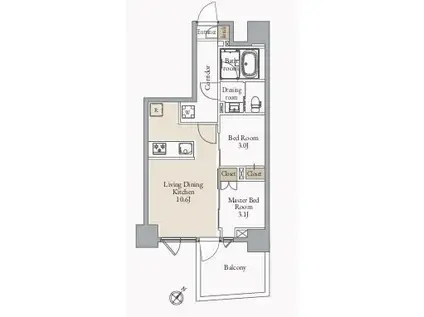 JMFレジデンス蔵前二丁目(2LDK/3階)の間取り写真