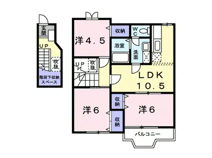 メルヴェーユI(3LDK/2階)の間取り写真