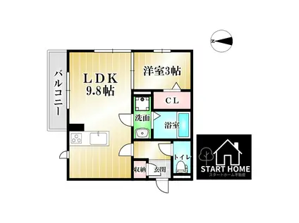 アゼリアブロム(1LDK/3階)の間取り写真