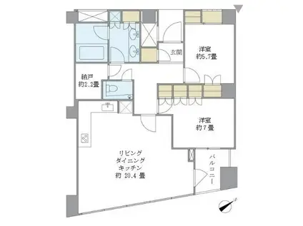 品川Vタワー(3LDK/32階)の間取り写真