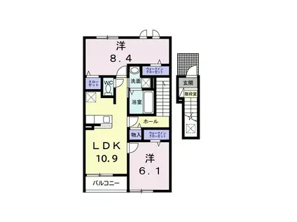 リヴィエール・ピリエI(2LDK/2階)の間取り写真