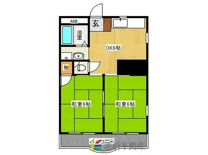 小森野ハイツ(2DK/3階)の間取り写真