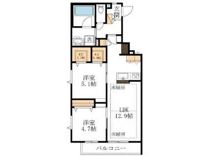 中山3丁目メゾン(2LDK/3階)の間取り写真