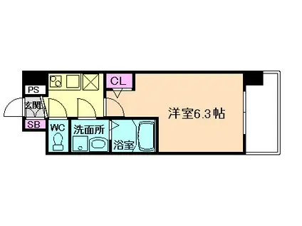 エスリードレジデンス大阪福島イースト(1K/6階)の間取り写真