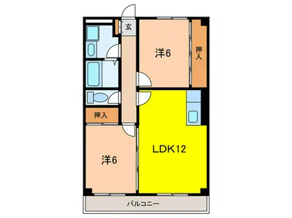 アーバンステージ小林(2LDK/3階)の間取り写真