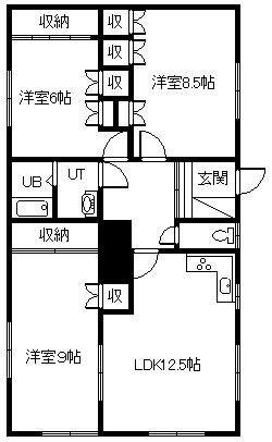美鈴マンションA(3LDK/2階)の間取り写真