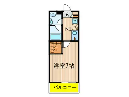 レジディア祐天寺(1K/2階)の間取り写真