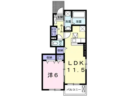 ソレイユ・ルヴァンB(1LDK/1階)の間取り写真