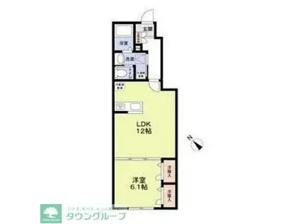 GREEN FOREST GOHONGI(1LDK/1階)の間取り写真