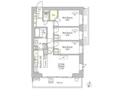 プラウド代々木初台(3LDK/2階)の間取り写真