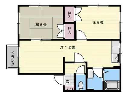 リバーサイドタウン弐番館(2LDK/1階)の間取り写真