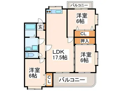 ファミリール帯山A・B(3LDK/2階)の間取り写真