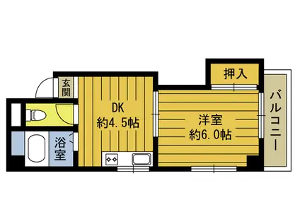 カステル高城(1DK/4階)の間取り写真