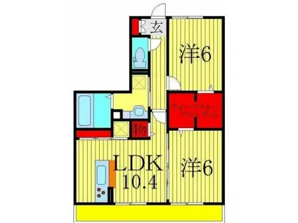 アローヒルズA(2LDK/3階)の間取り写真