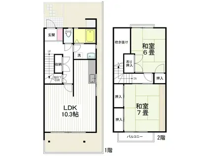 フレッシュタウン福住(2LDK/1階)の間取り写真