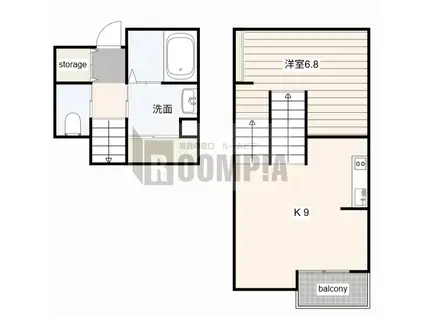 ELM -D-(ワンルーム/2階)の間取り写真