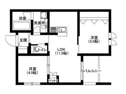 ウインド バリー(2LDK/3階)の間取り写真