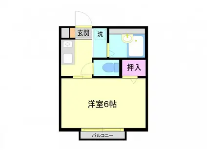 ビバリーII(1K/2階)の間取り写真