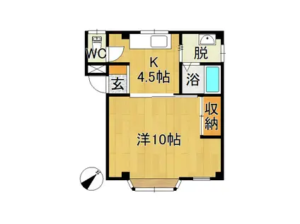 シティサイド(1K/1階)の間取り写真