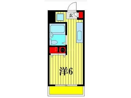 アルカディア(ワンルーム/2階)の間取り写真