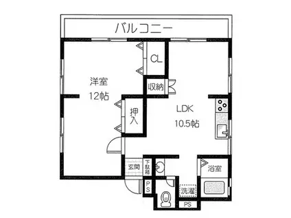 アベニール林崎(1LDK/1階)の間取り写真