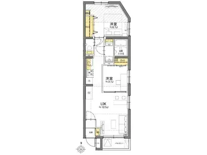 杉並区和田1丁目プロジェクト(2LDK/2階)の間取り写真