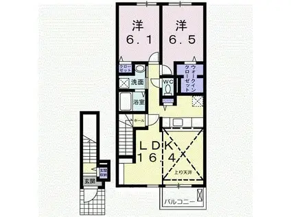 マイン・ベルク(2LDK/2階)の間取り写真