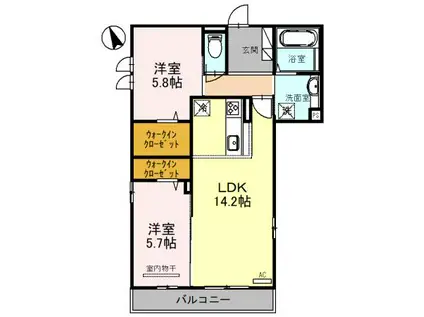 メゾンシュシュ A棟(2LDK/3階)の間取り写真
