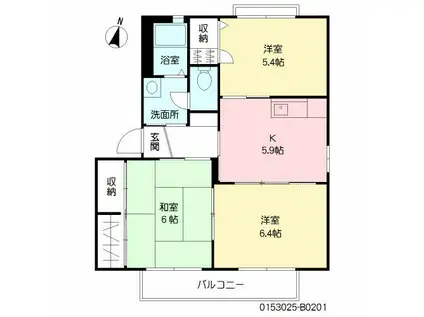 バリュージュB(3DK/2階)の間取り写真