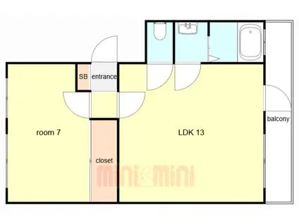 名谷農住団地I棟(1LDK/3階)の間取り写真