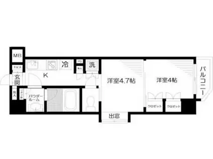 日神デュオステージ新宿若松町(2K/6階)の間取り写真