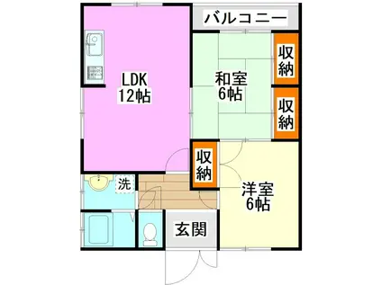 第5センターコーポ(2LDK/2階)の間取り写真